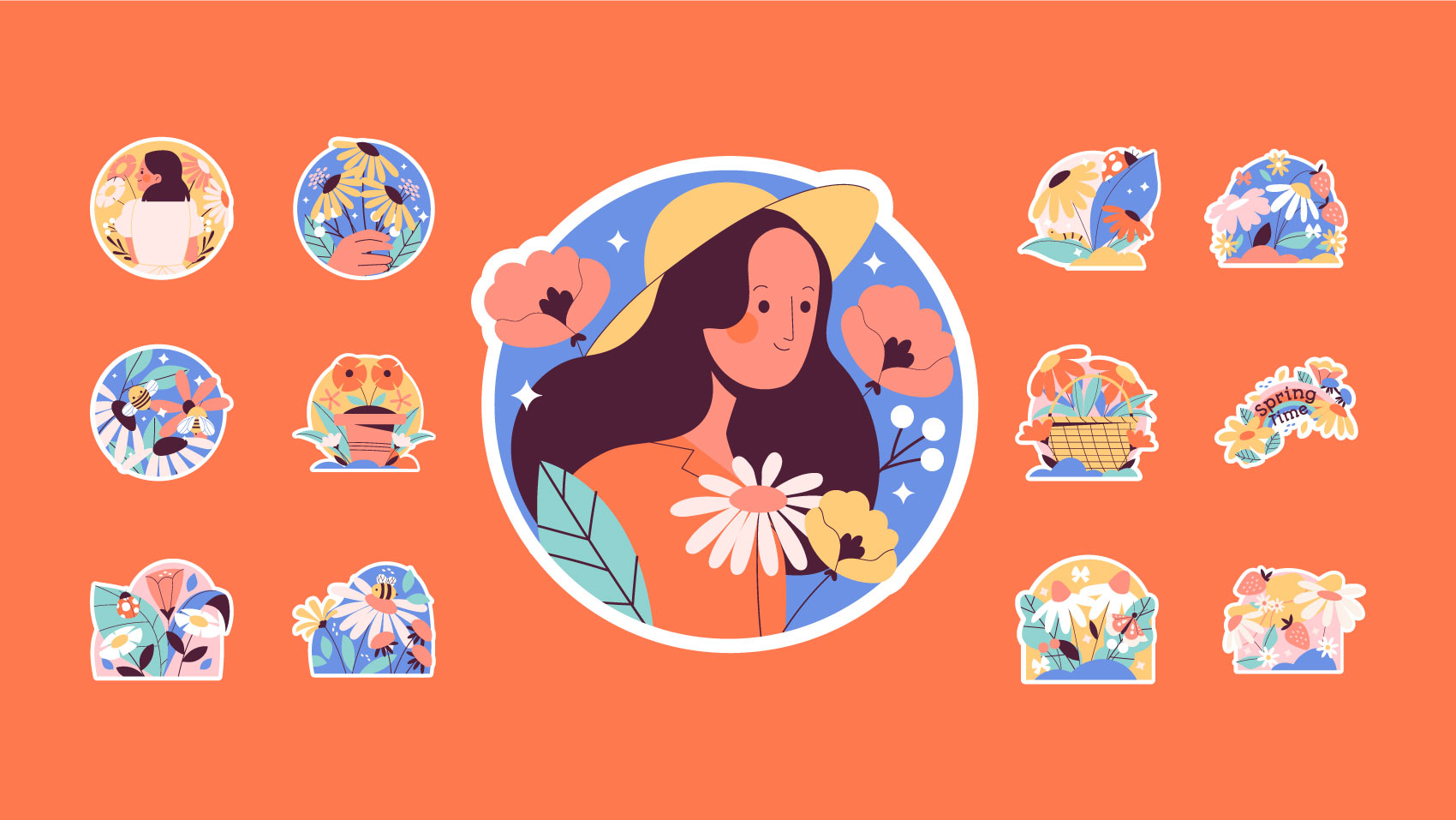 Spring Hand Drawn Stickers Pack Flaticon