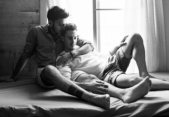 Gay couple love home concept Free Photo