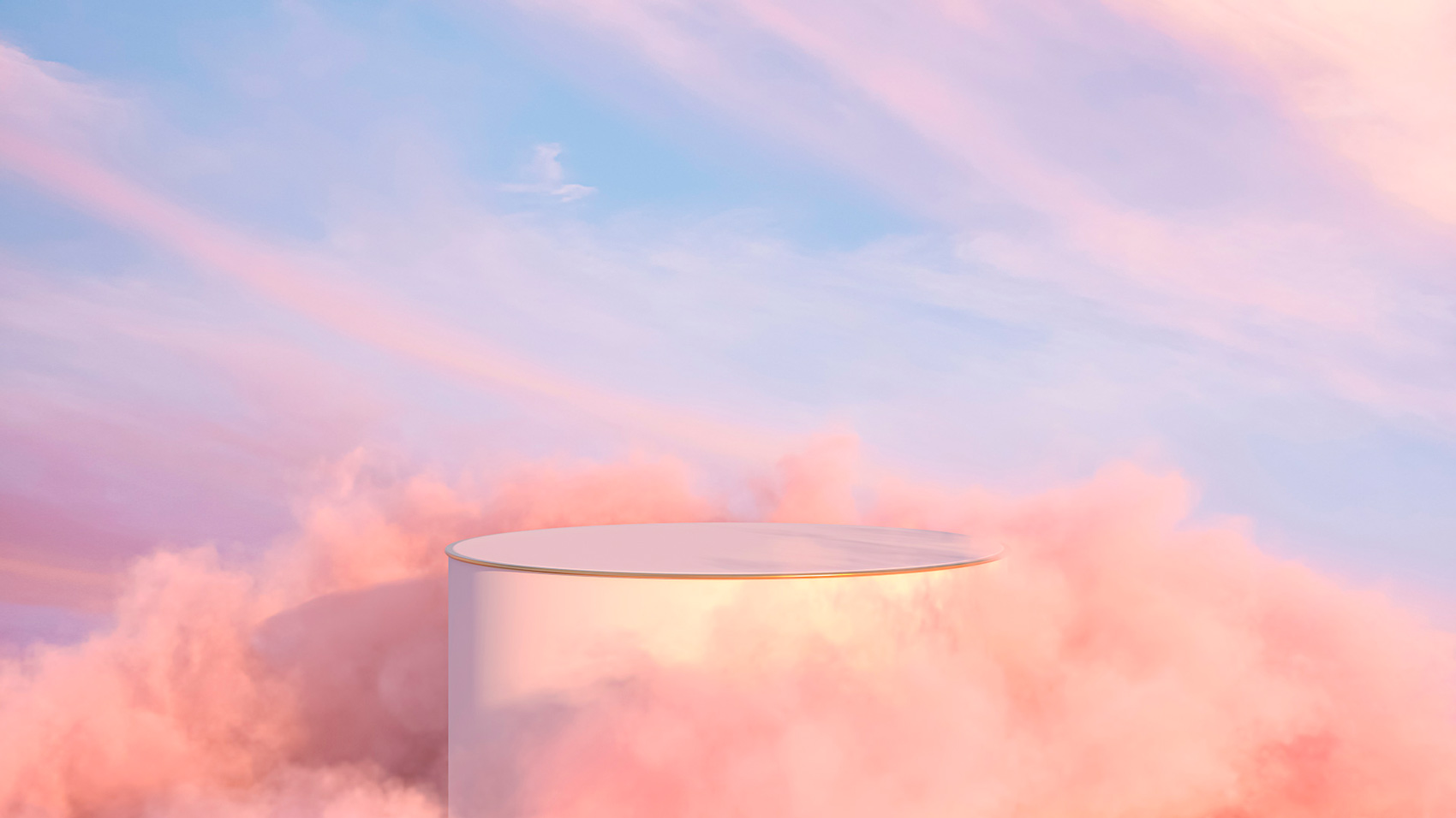 Romantic podium backdrop for product display with dreamy sky background Premium Photo